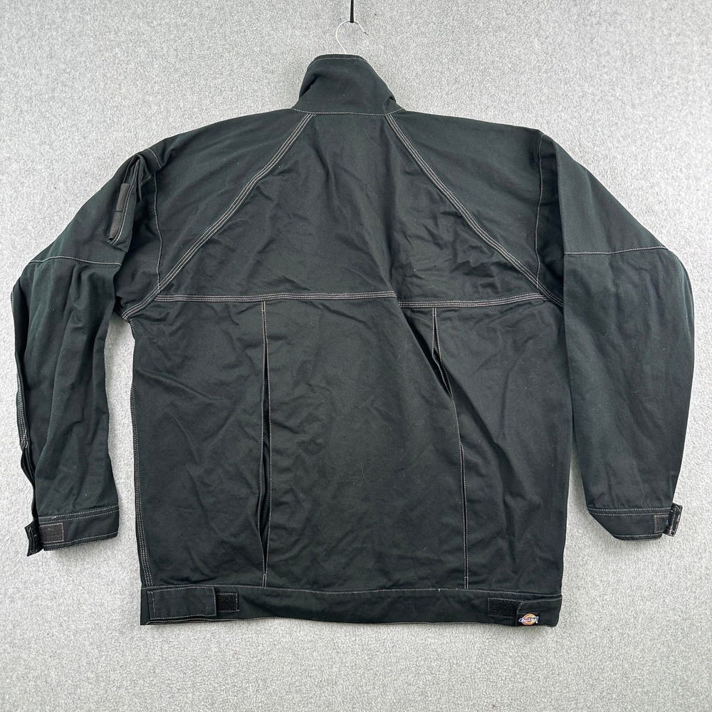 Dickies Jacket Mens XL Black Work Utility Full Zip Contrast Stitch Cotton Coat - Picture 2 of 9